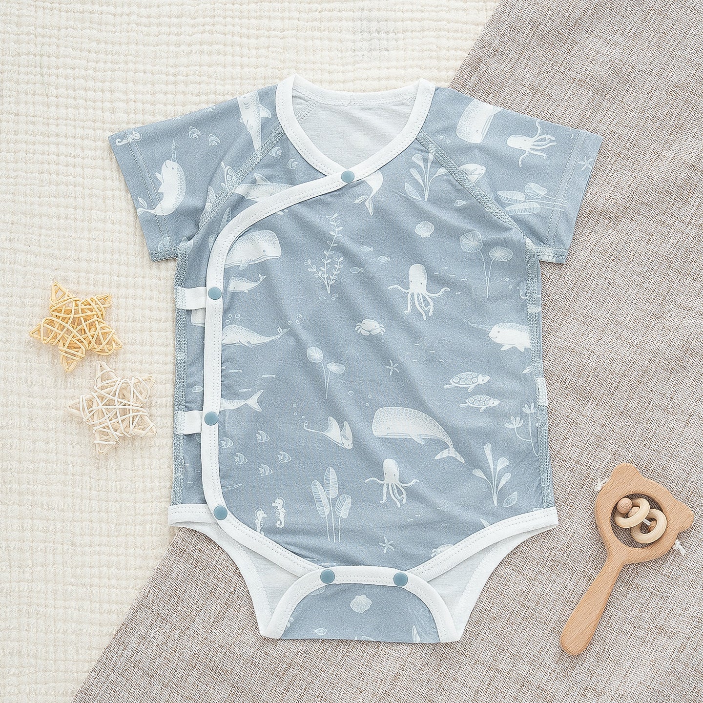 Short Sleeve Cotton Butt Wrap Clothes Months Born Boneless Triangle Jumpsuit, Climbing Suit