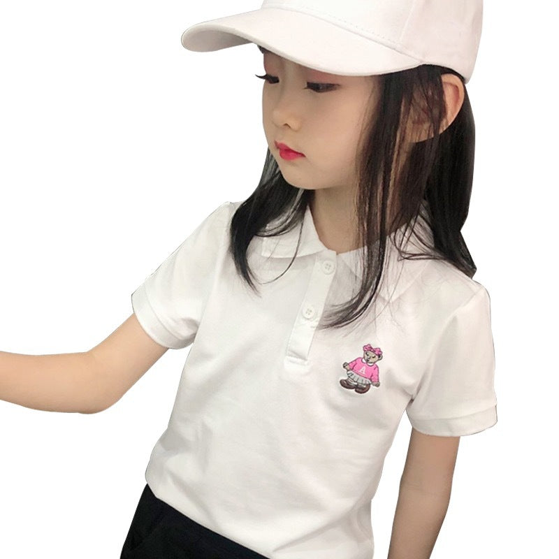 Children's Clothing Bear White Top Wear Sports Children's T-shirt