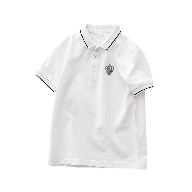 Children's Summer Korean Style Short-sleeved Medium Big Cotton Shirt Polo Children's T-shirt