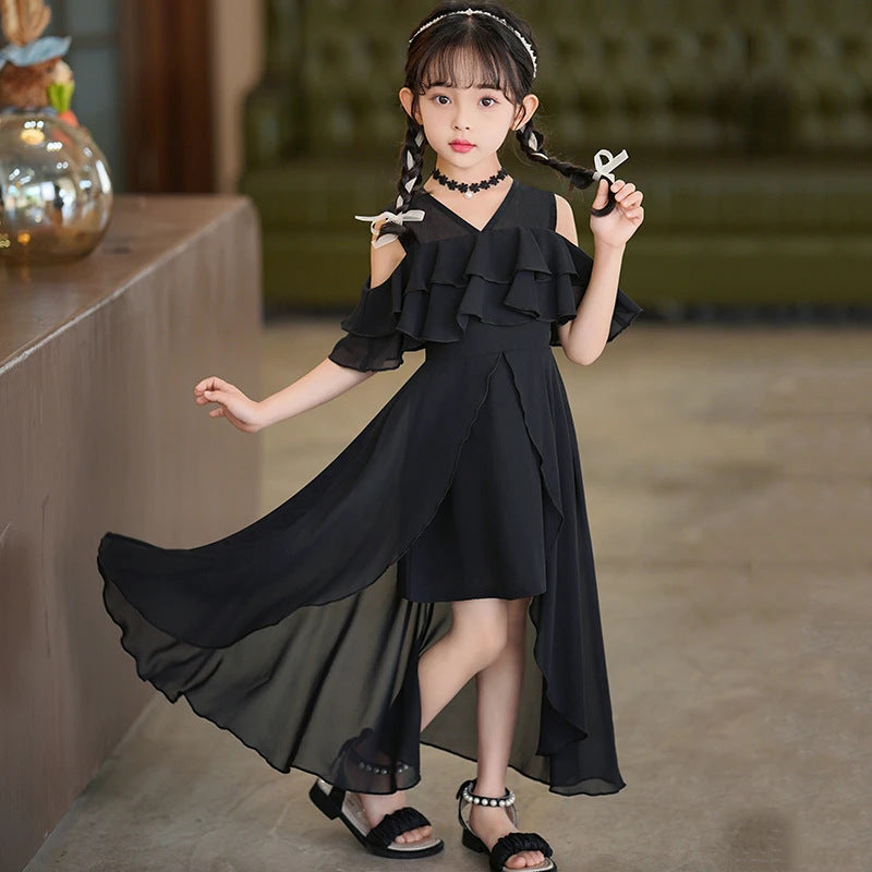 Children's Chiffon Mid-length Western Style Floral Skirt Children's Dress