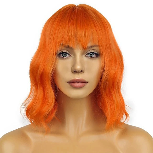 Women's Halloween Festival Rose Net Mid-length Shawl Wig Short Curly Hair
