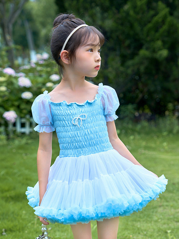 Children's Spring Fashionable Princess Bubble Sleeve Puffy Class Children's Dress