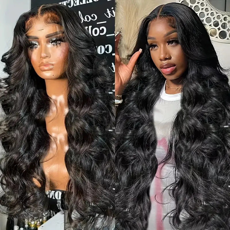 Women's Natural Fiber Front Lace Medium Large Wave Wig Long Curls