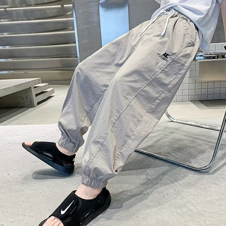 Stitching Embroidery Overalls Middle Big Korean Style Trousers Children's Pants