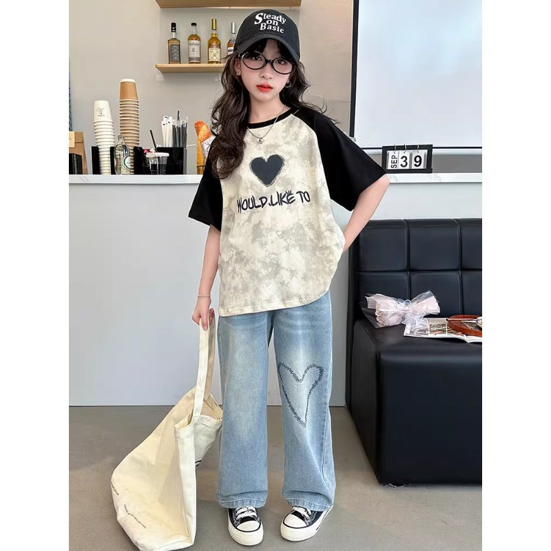 Children's Short-sleeved Summer Fashionable Casual Half-sleeved Teens Tops Children's T-shirt