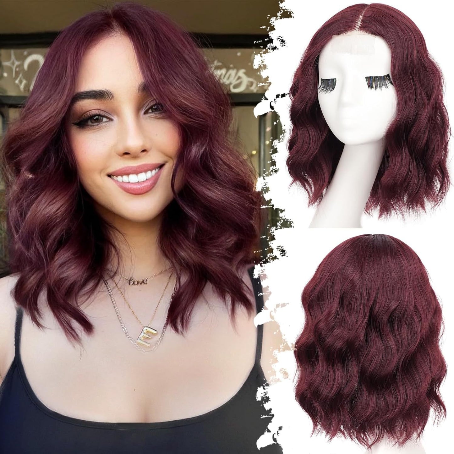 Small Lace Synthetic Wigs Water Ripple Wig Short Curly Hair