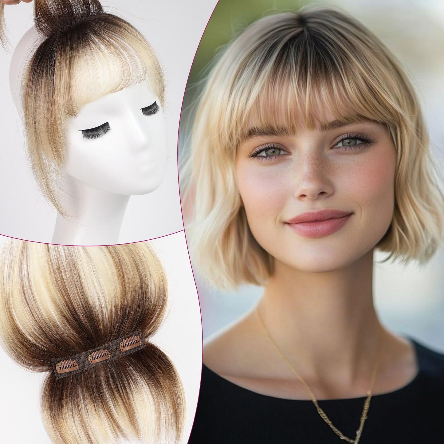 Bangs Convenient Cover Gray Light Air Real Hair Wig