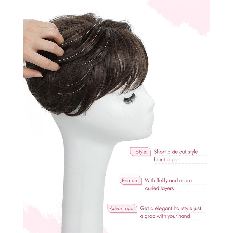 Women's Hairpiece Chemical Fiber Short Curly Increase Cover Gray Wig