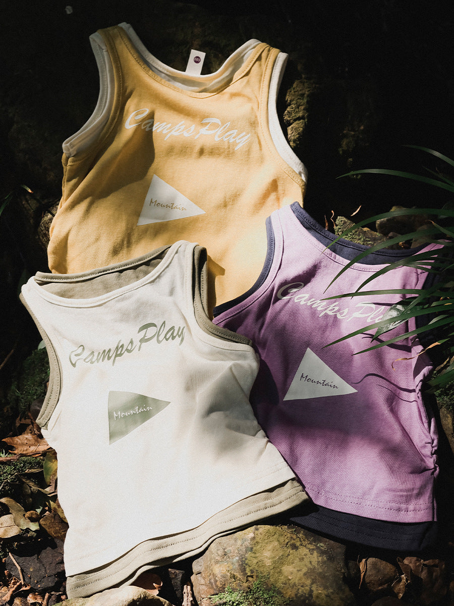 Children's Fake Two-piece Vest Summer Mountain Outdoor Sports Combed Cotton Sleeveless Children's T-shirt