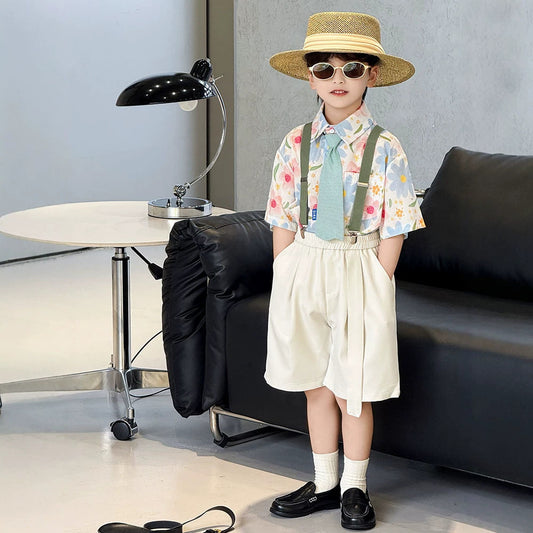 Children's Sleeve Western Style Printed Korean Clothing Children's Shirt