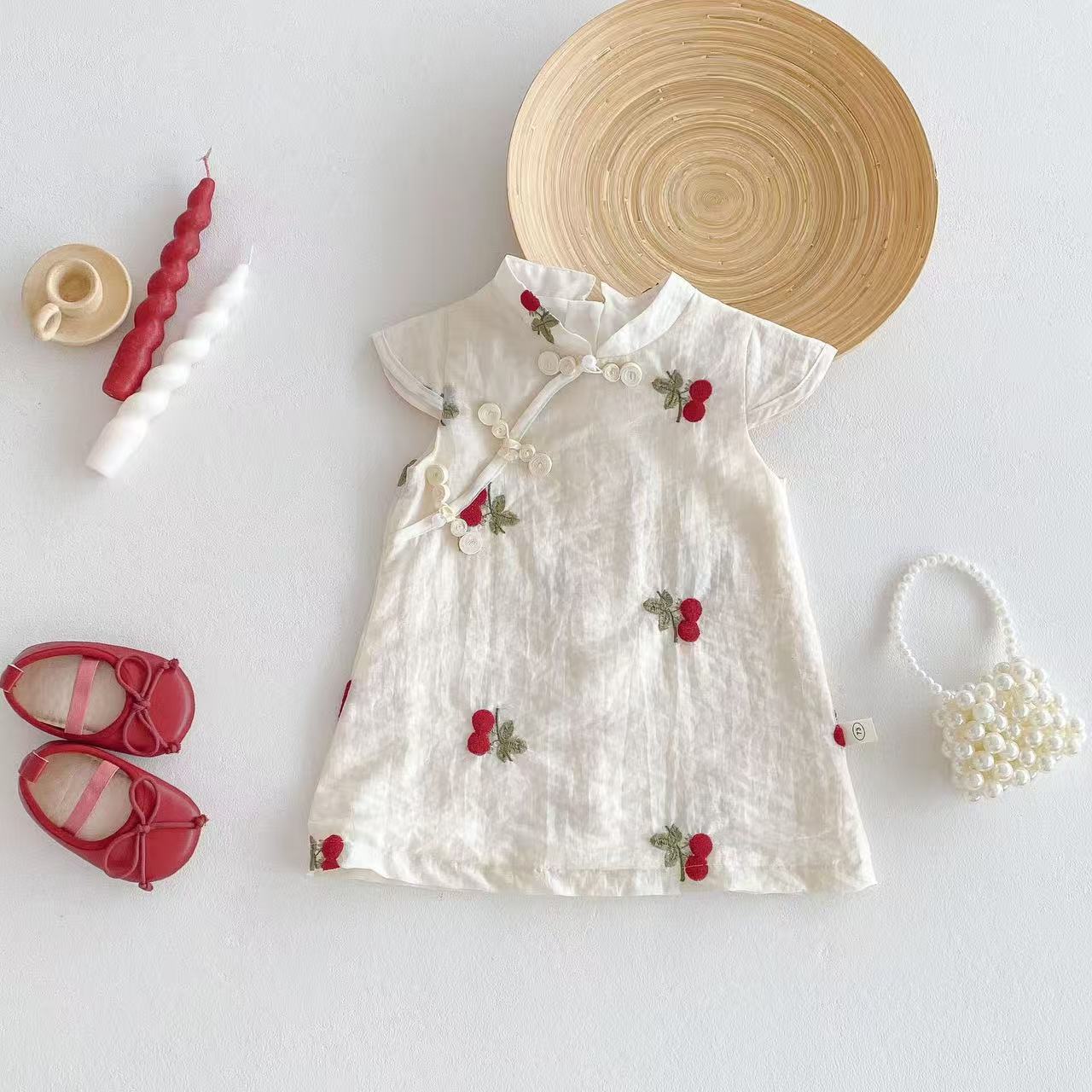 Cheongsam Summer Diagonal National Style Trendy Children's Dress