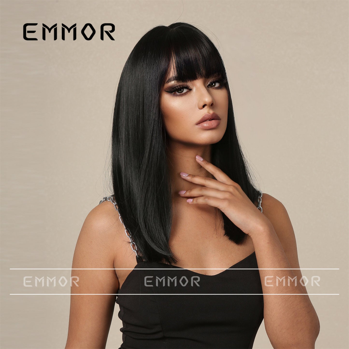 Female Summer Hair Natural Mid-length Fashion Air Bangs Long Straight Wig