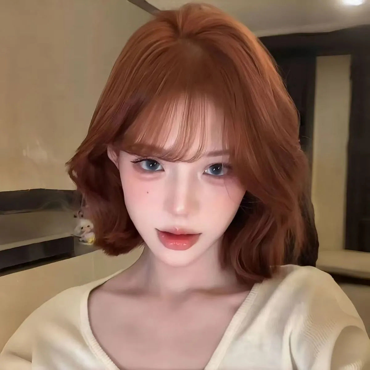 Female Han Man High Warped Youthful Korean Wig Short Curly Hair