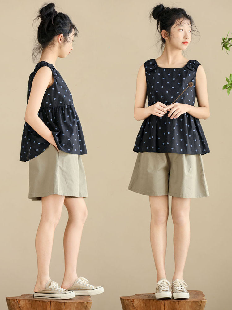 Cotton Sweet Shivering Dots Top Slimming Children's Shirt
