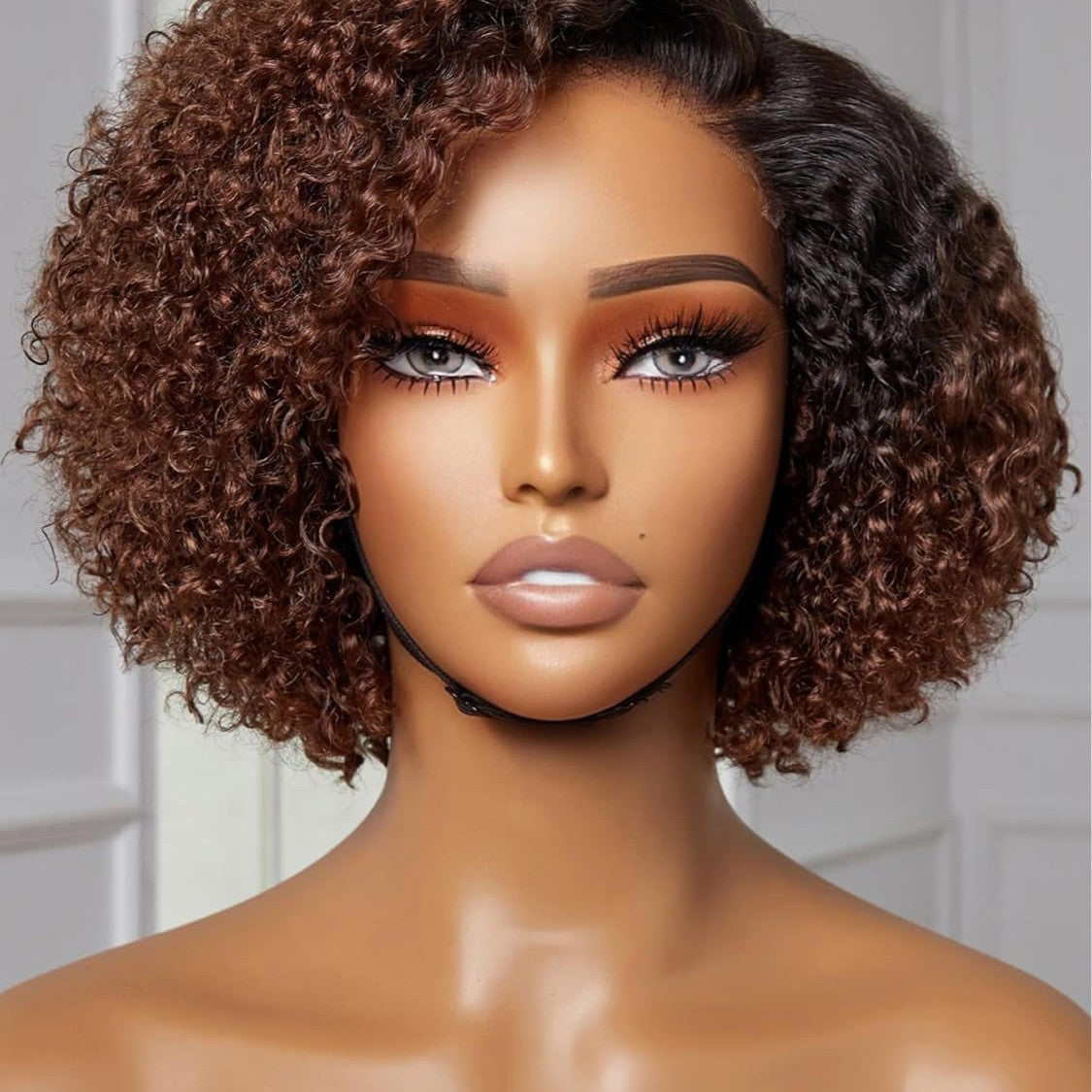 Women's African Fashion Synthetic Wigs Brown Partial Wig Short Curly Hair