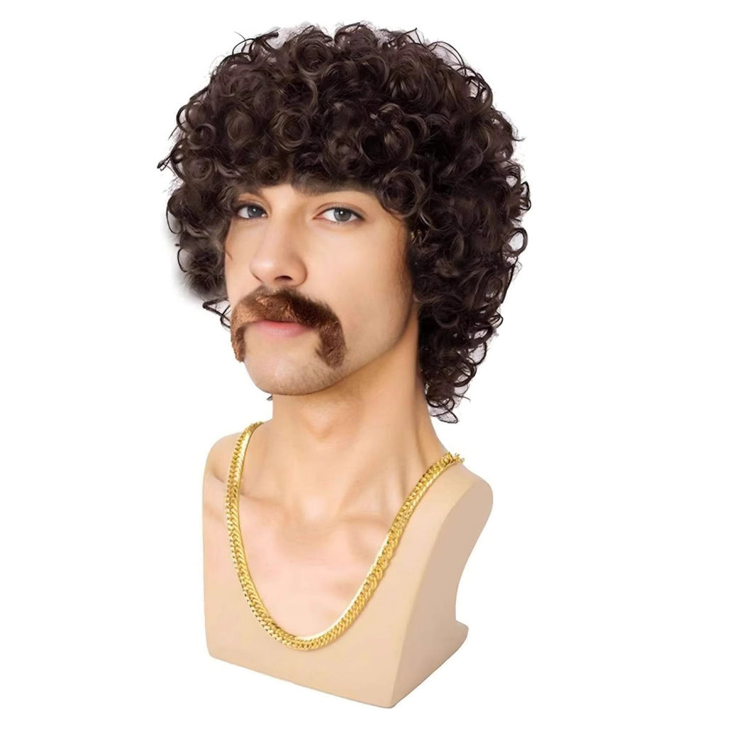 Men's Rose Net Universal Chemical Fiber Small Curly Men's Wig