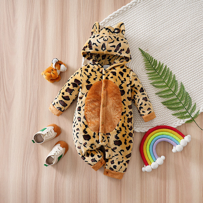 Winter Flannel Jumpsuit Cartoon Fleece-lined Going Out Jumpsuit, Climbing Suit