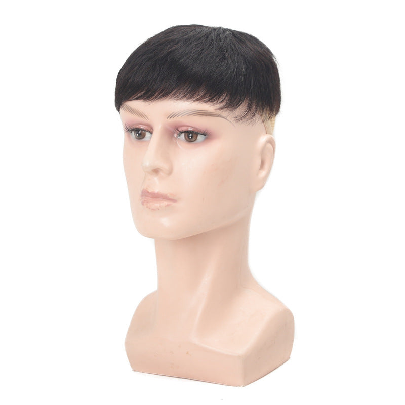 Men's Hand-woven Hairpiece Lightweight Breathable Natural Fluffy Cover Gray Hair Rehair Men's Wig