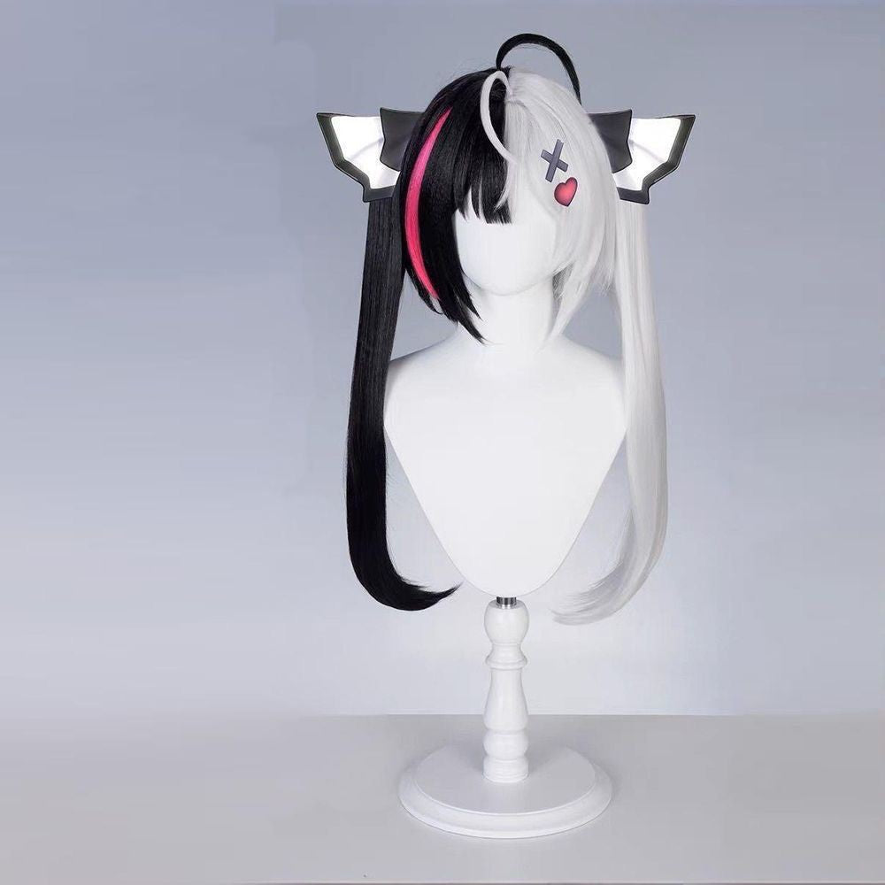 Net Requiem Black White Highlight Jaws Clamp Pairs Ponytail Cos Wig