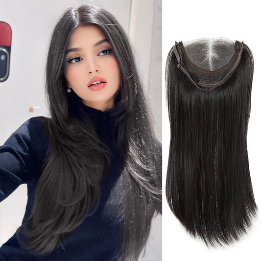 No Need To Wear Hair Net Female Head Top Replacement Long Straight Wig
