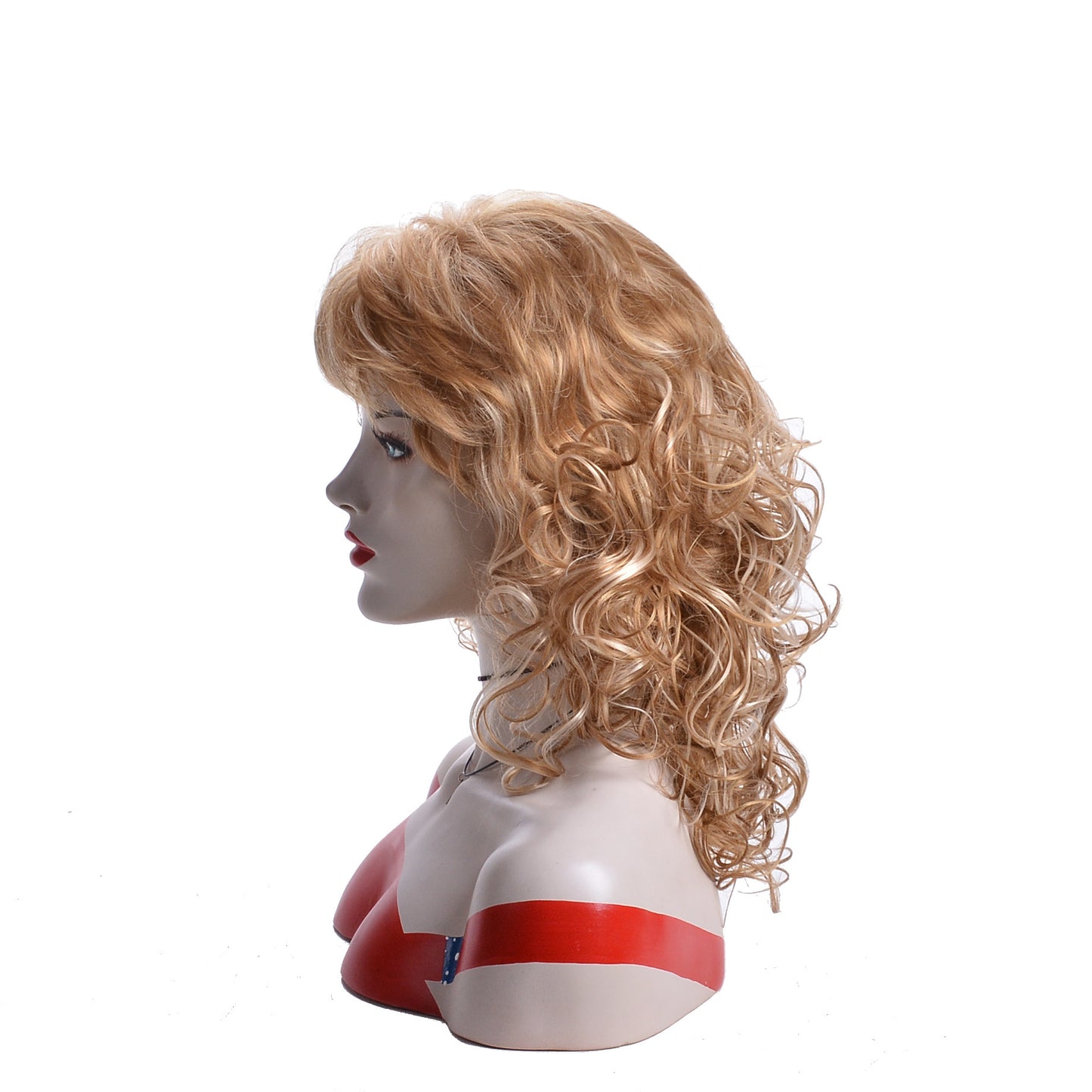 Women's Golden Chemical Fiber Rose Net Head Wig Short Curly Hair