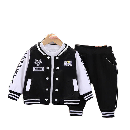 Jacket Autumn Clothes 2 Handsome Korean Style Two-piece Children's Suit