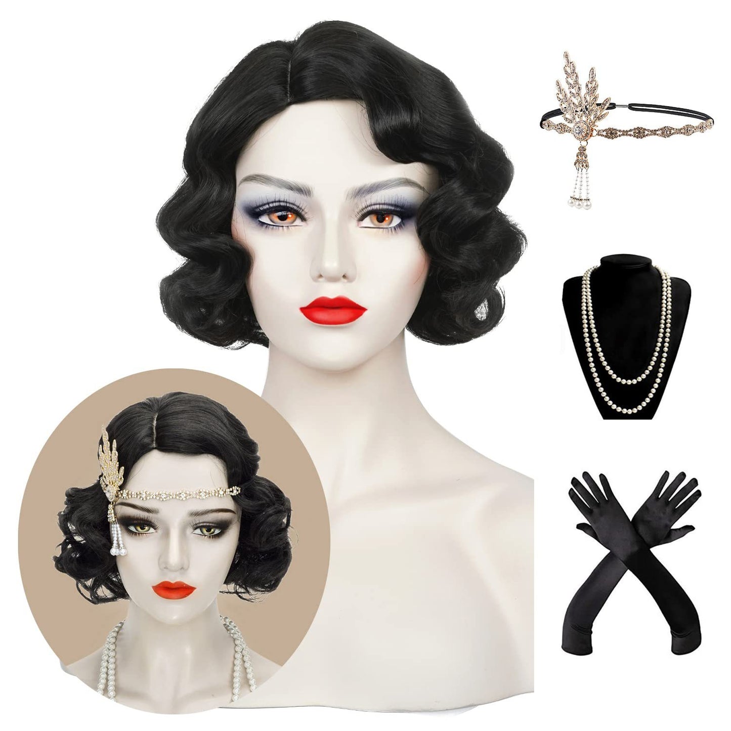 Generation Golden Vintage Water Ripple Simulation Wig Short Curly Hair
