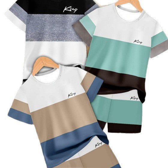 Gradient Letter Print Suit Medium Big Children's T-shirt