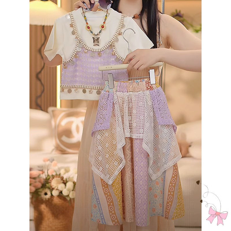 Children's Western Style Ethnic Skirt Two-piece Set Little Children's Suit