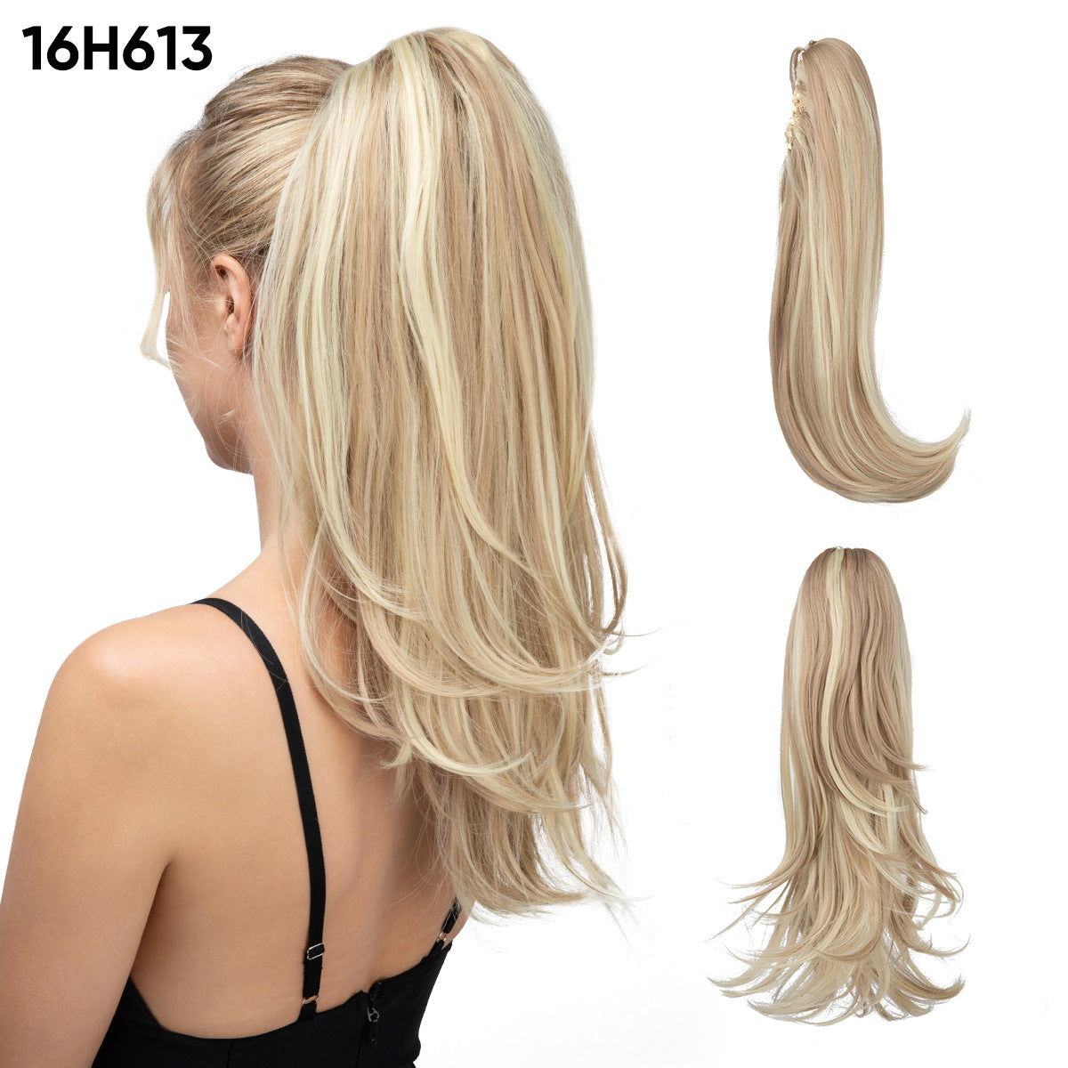 Women's Short Hair Chemical Fiber Height Natural Fluffy Long Curly Jaws Wig Ponytail
