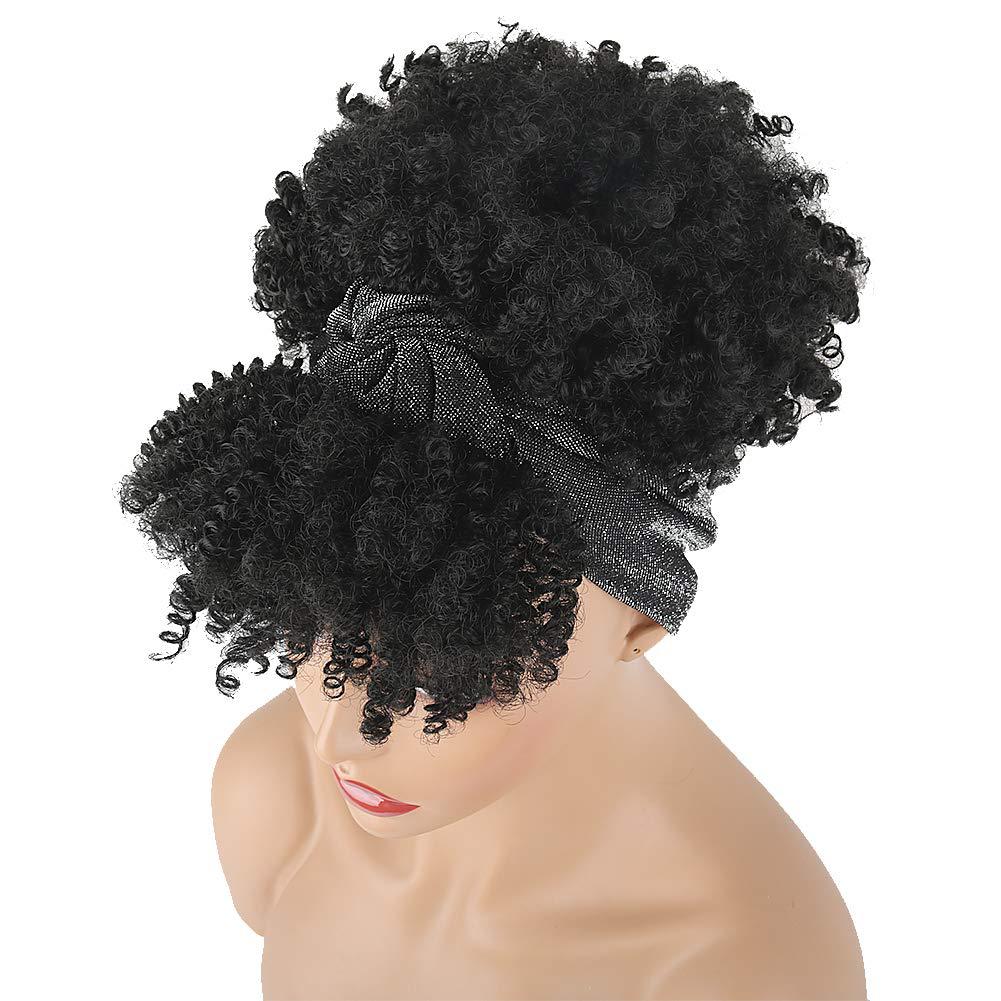 Small Turban Female Headband Bangs Fluffy Wig Short Curly Hair