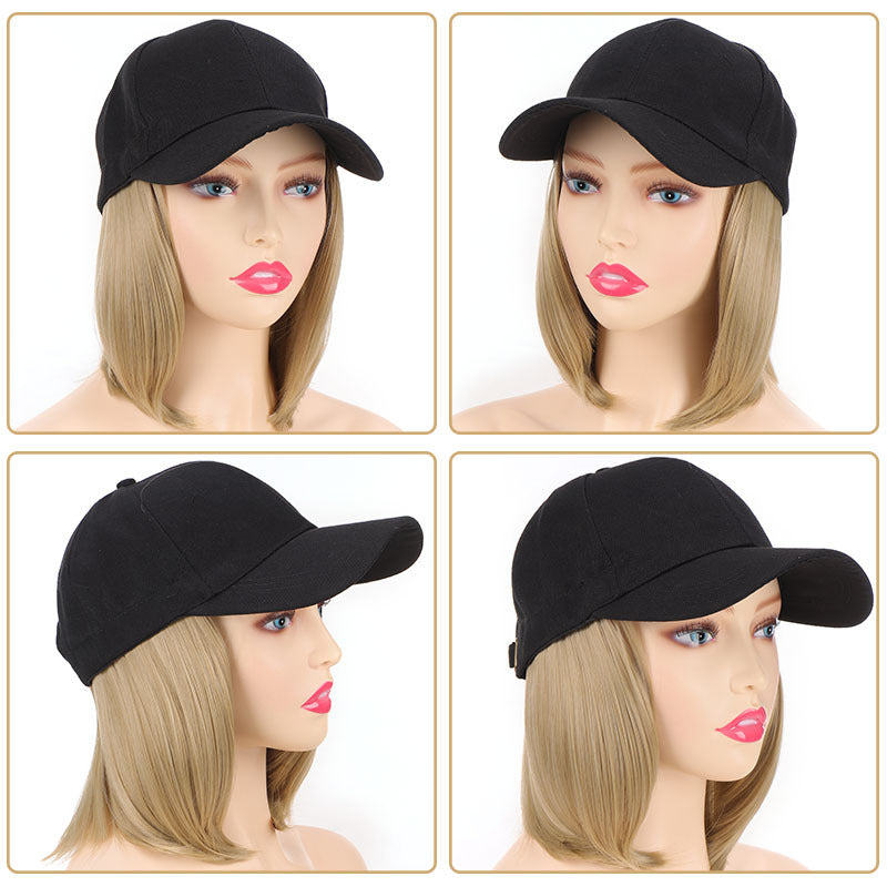 Canvas Sun Hat Short Hair Peaked Cap Straight Other Wig