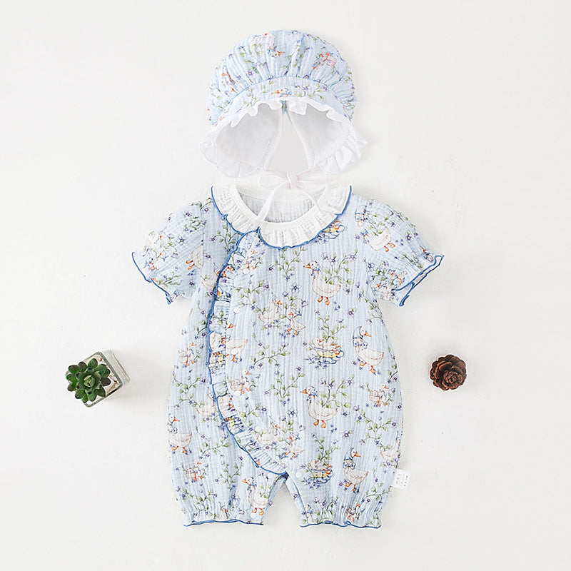 Short-sleeved Rompers Cotton Gauze Cute Super Jumpsuit, Climbing Suit