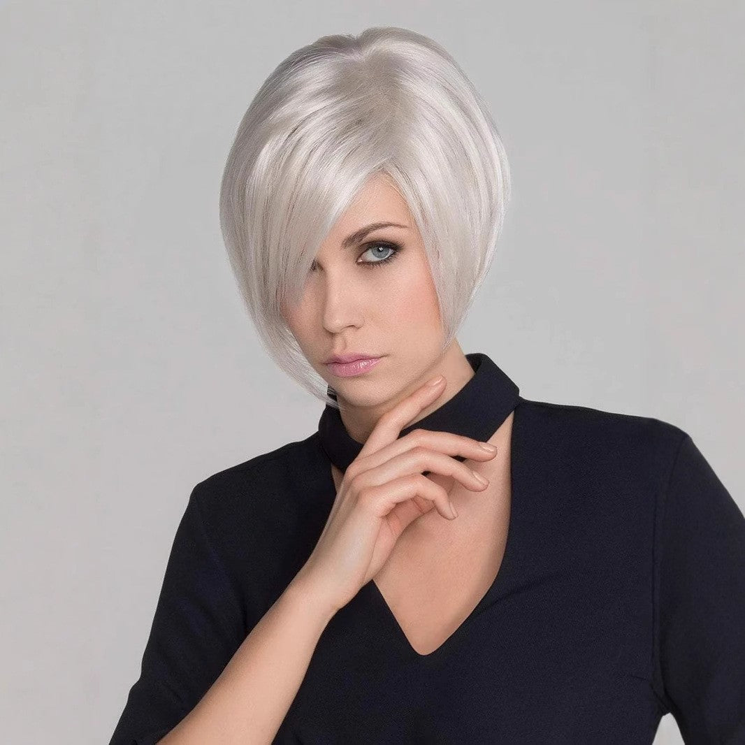 Women's Fashion Sier Gray Split Head Cover Wig Short Straight Hair