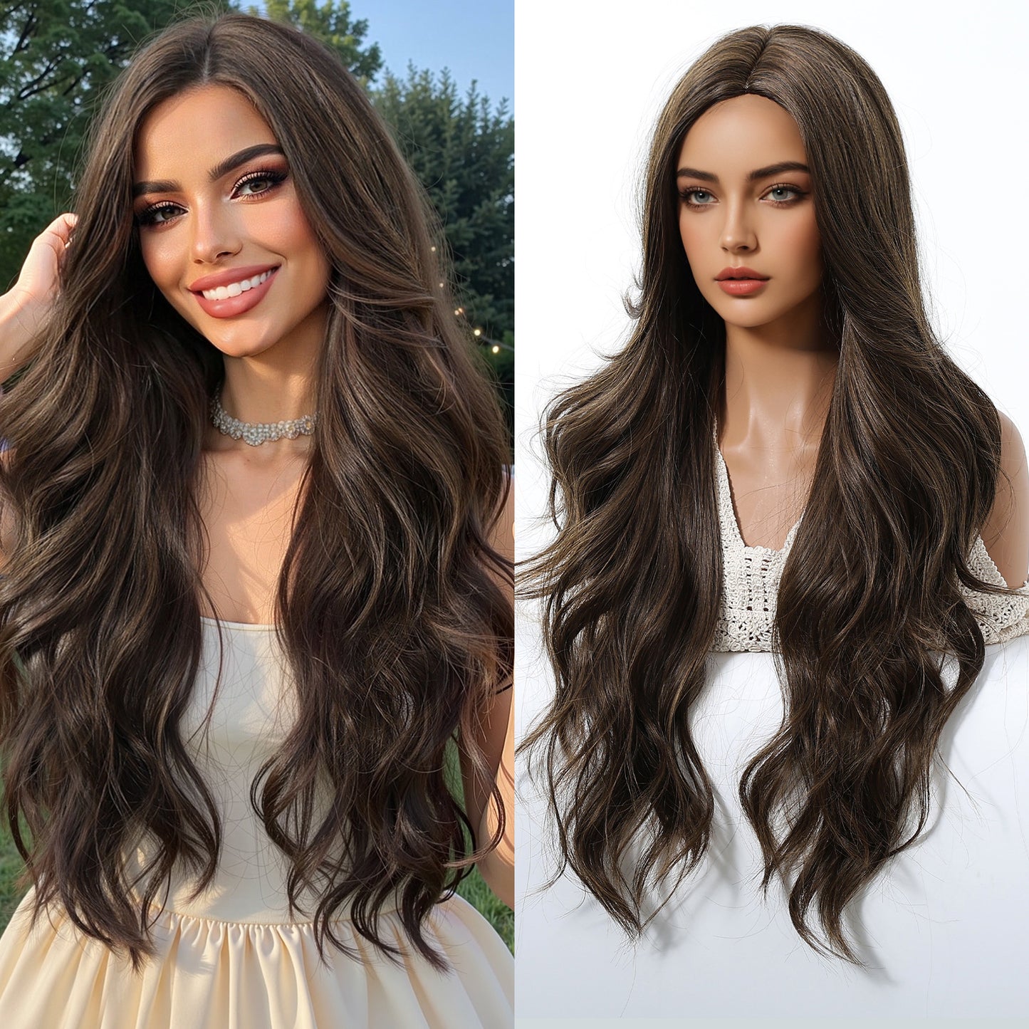 Gradient Golden Curly Hair Chemical Fiber Wig Long Curls