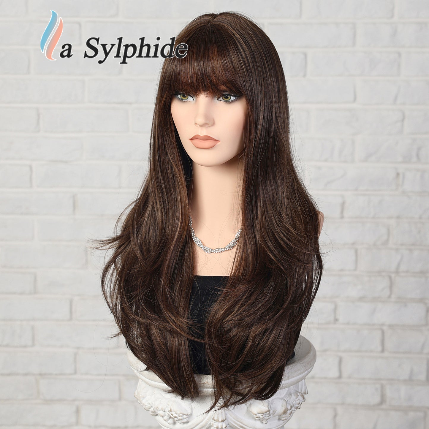 Color Hair Air Bangs Female Mechanism Whole Head Long Straight Wig