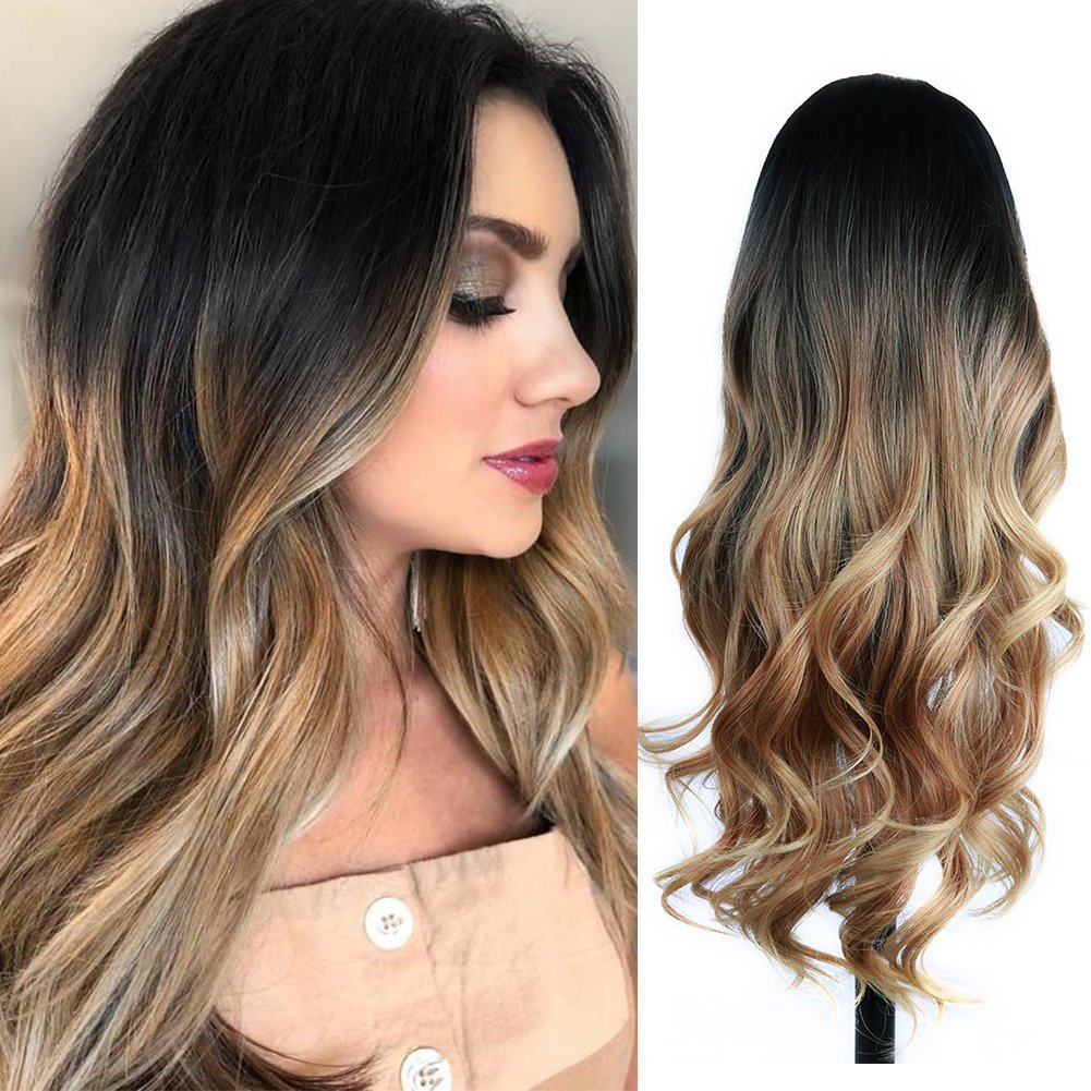 Chemical Fiber Bleaching Dyeing Gradient Medium Curly Hair Wig Long Curls