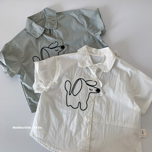Children's Sleeve Summer Embroidered Puppy Fashionable Clothing Children's Shirt