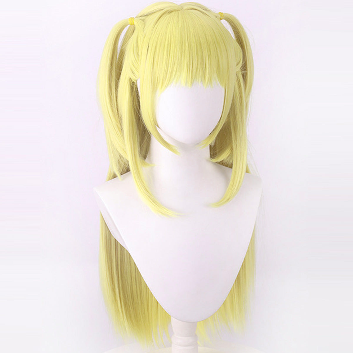 Death Note Golden Yellow Long Straight Hair Double Ponytail Head Cos Wig