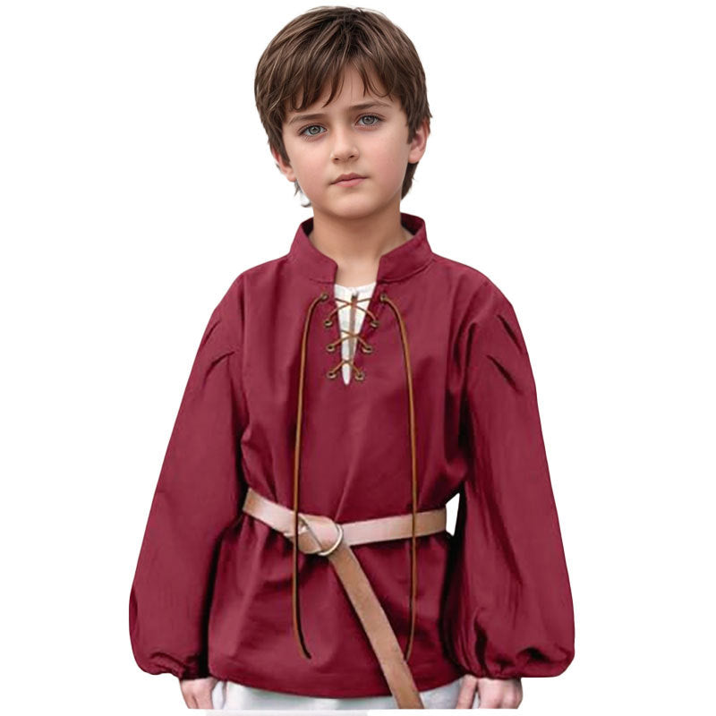 Medieval Stand Collar Shirts Boys Pirate Children's Shirt