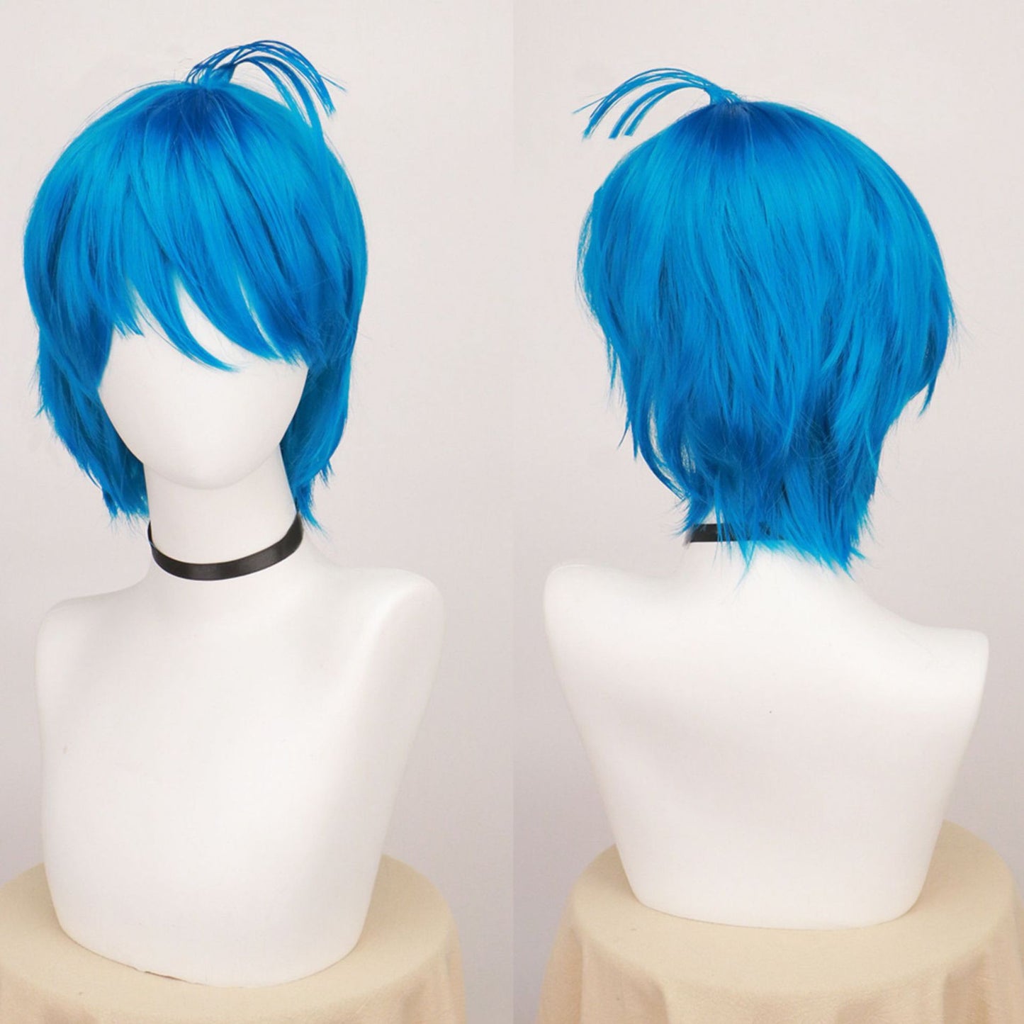 Brain Special Team Blue Dull Hair Short Cos Wig
