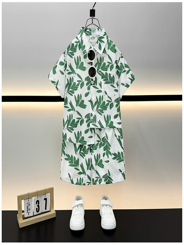 Children's Summer Casual Short Sleeve Shirt Outfit Trendy Loose Clothing Children's Suit