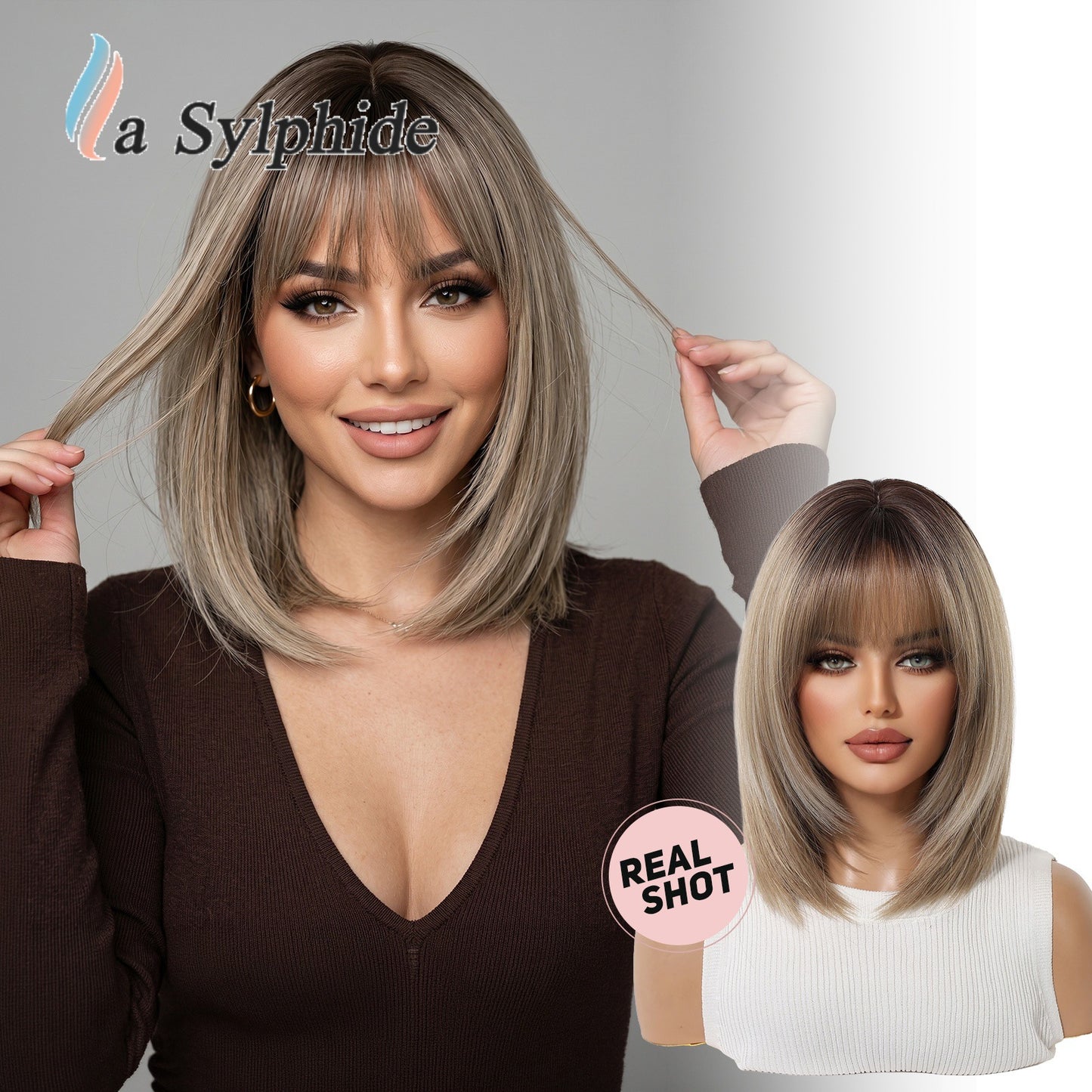 Women's High-level Collarbone Length Haircut Simulation Repairing Wig Short Straight Hair