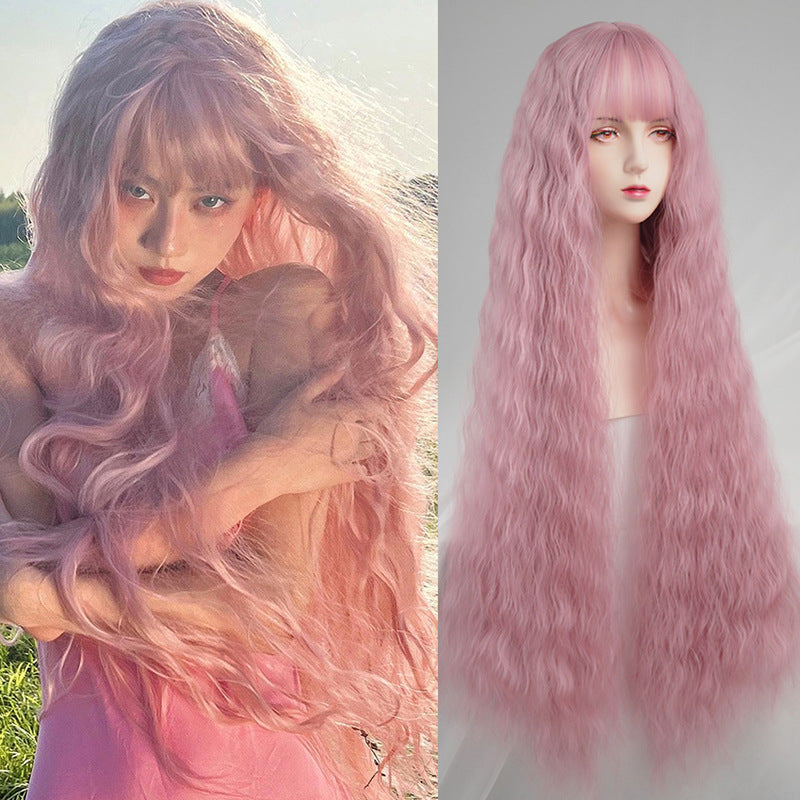 Wave Fashion Curly Hair Chemical Fiber Head Cover Wig Long Curls