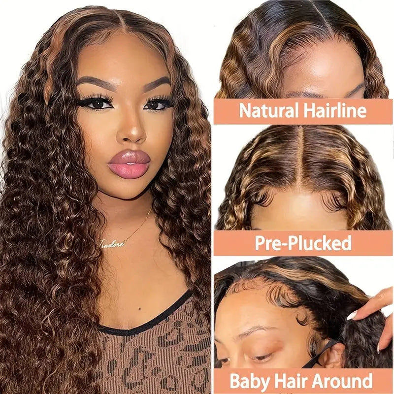 Piano Color Front Lace Big Wave Wig Long Curls