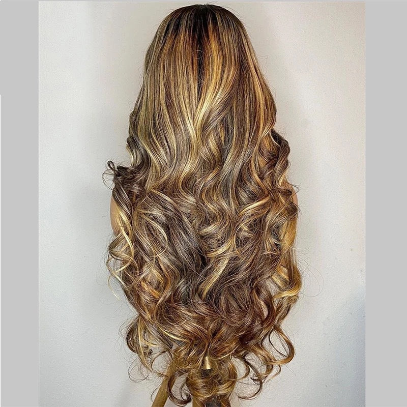 Women's Lace Gradient Color Curly Hair Real Head Wig Long Curls