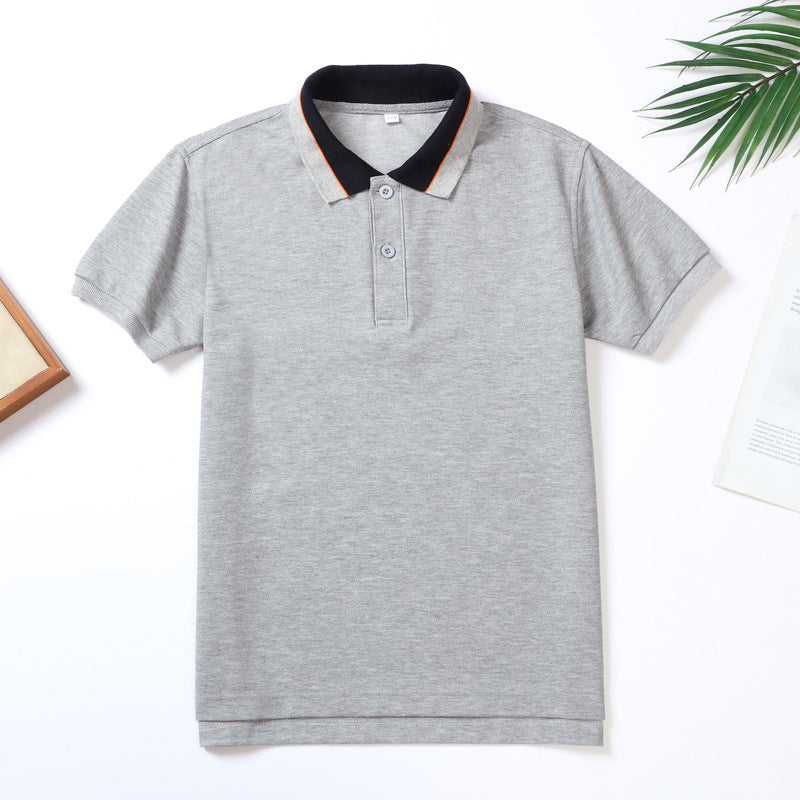 Children's Secondary School Uniform Boys Summer Gray Short Sleeve Cotton Breathable Children's T-shirt