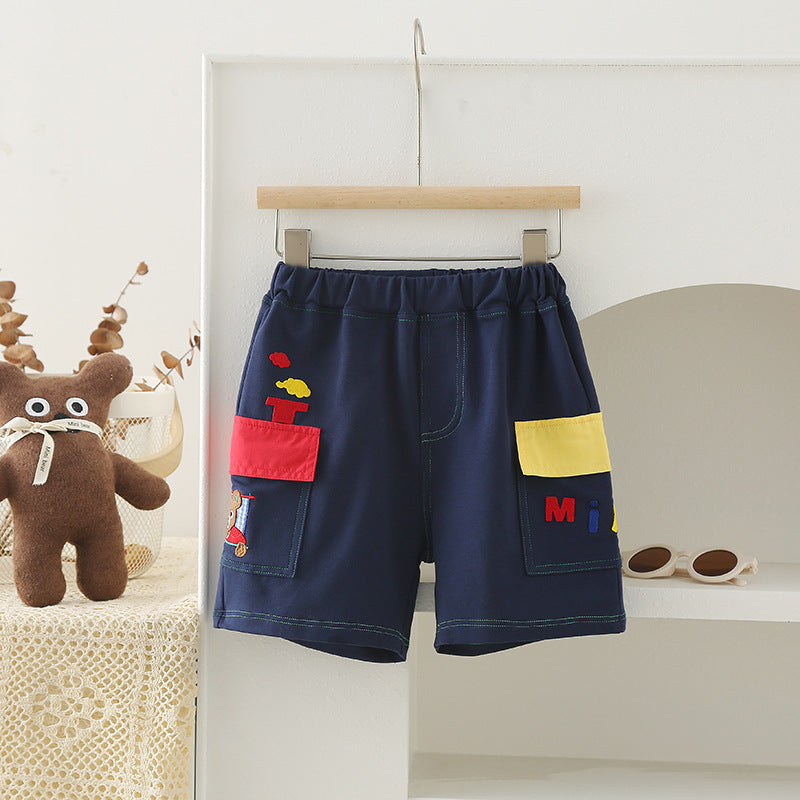 Children's Summer Thin Looped Pile Shorts Boys Fashion Outerwear Casual Children's Pants