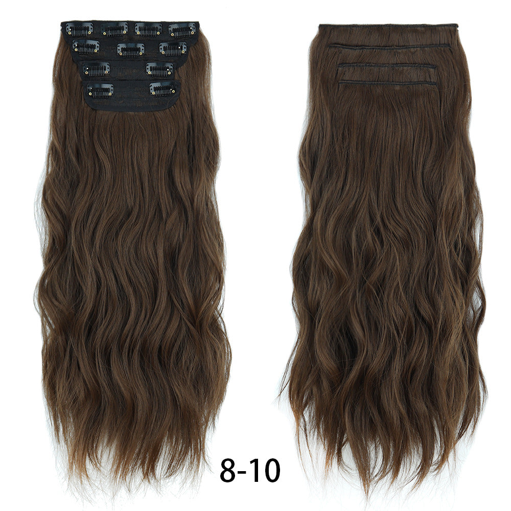 Long Curly Hair Set Hairpiece Clip Big Wave Wig