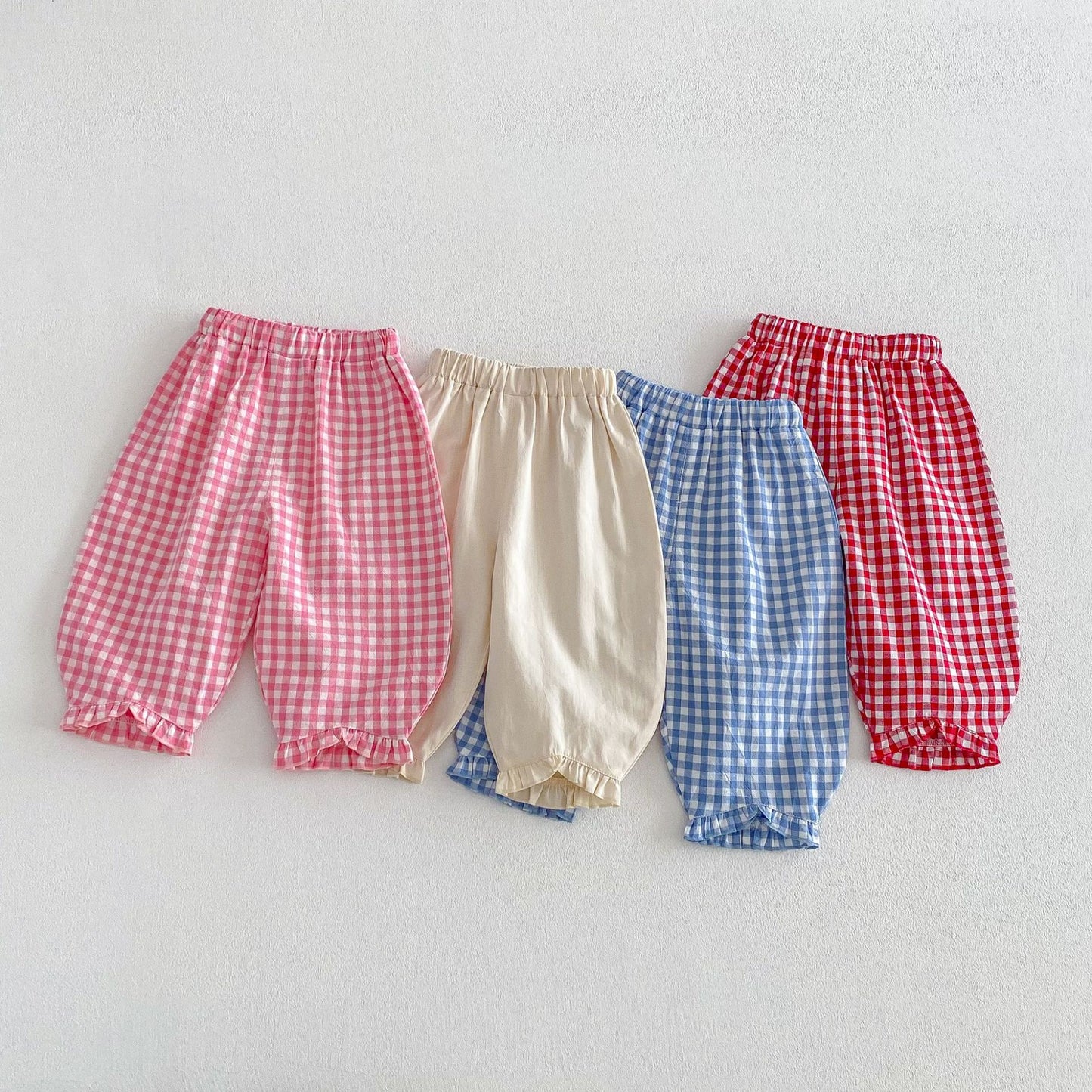 Plaid Casual Spring Korean Style Retro Children's Pants